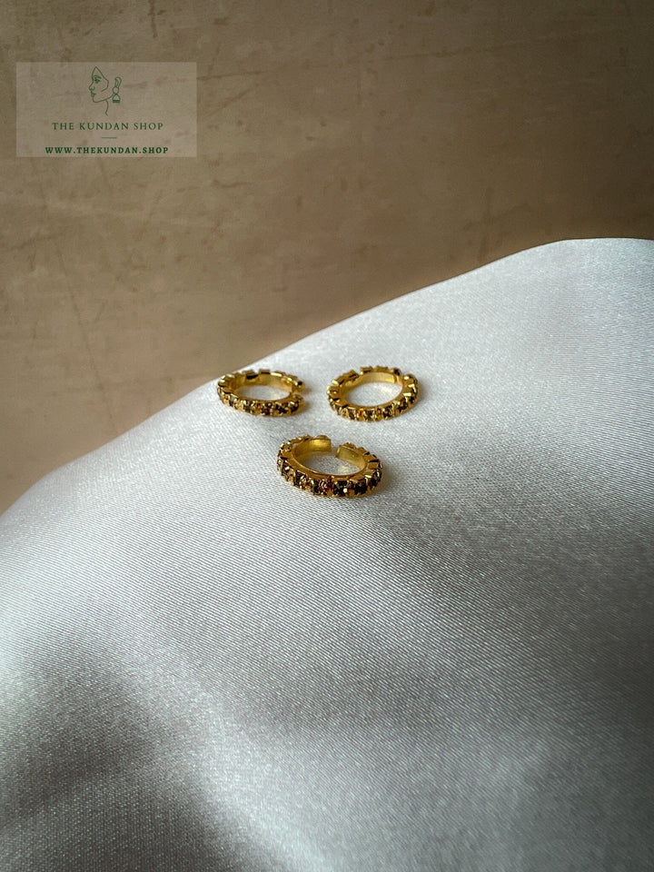 Gold Rhinestone Nose Ring (Non Pierced) Naath THE KUNDAN SHOP 