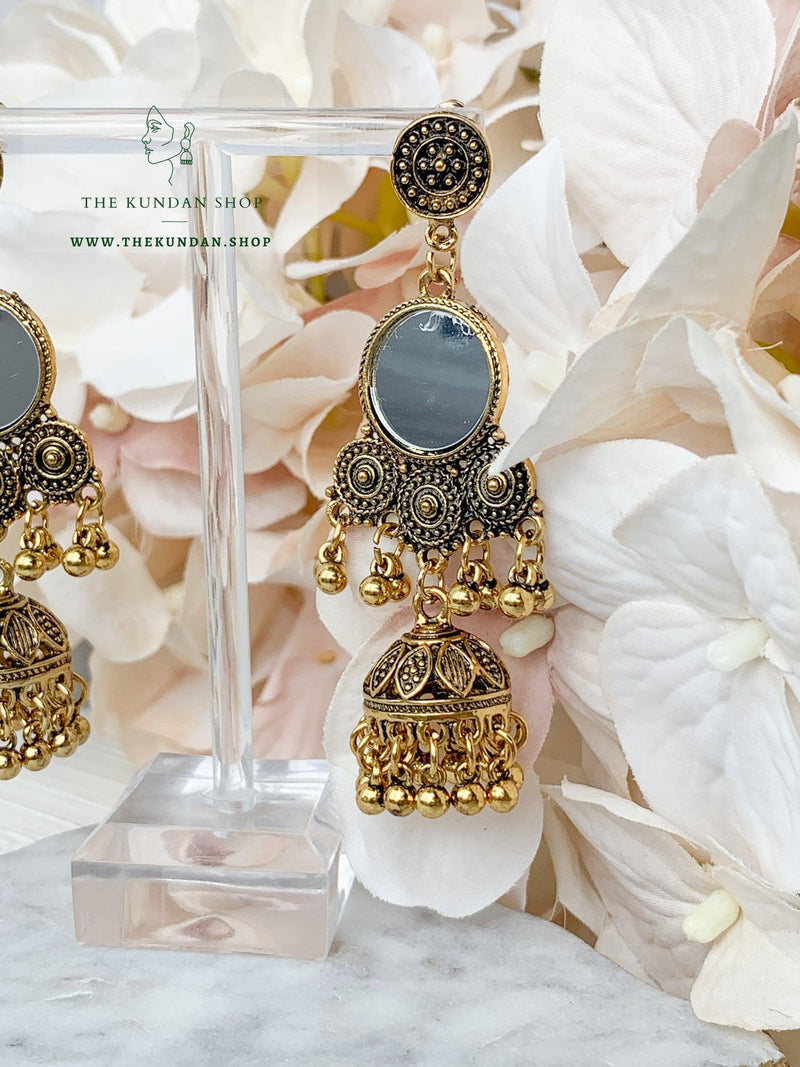 Silver Series - Jhumkis & Mirror Earrings THE KUNDAN SHOP 