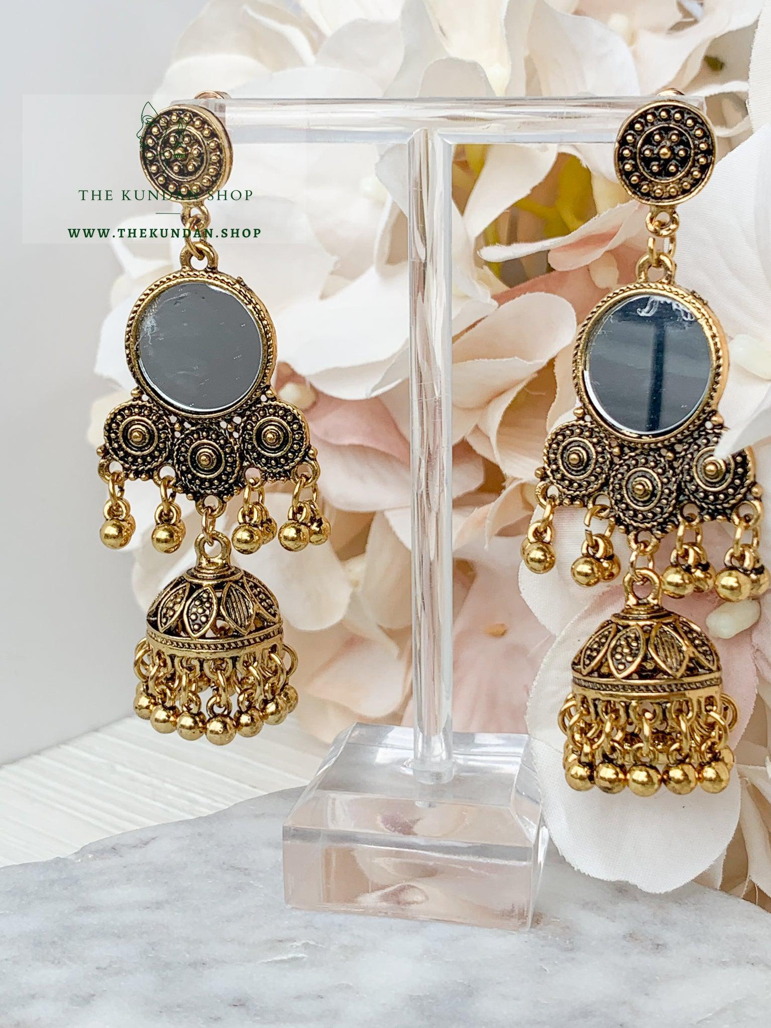 Silver Series - Jhumkis & Mirror Earrings THE KUNDAN SHOP 