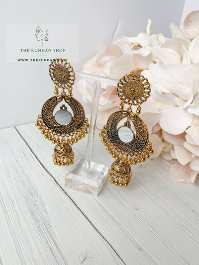 Mandala Gold & Jhumkis Earrings THE KUNDAN SHOP 