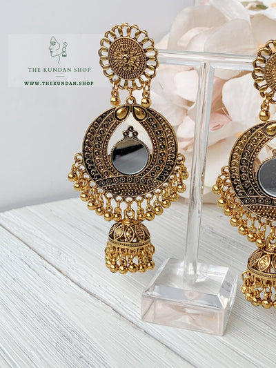 Mandala Gold & Jhumkis Earrings THE KUNDAN SHOP 