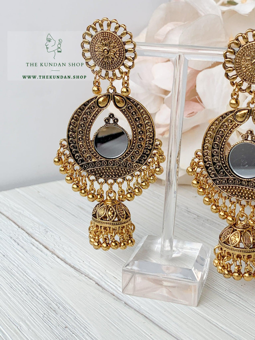Mandala Gold & Jhumkis Earrings THE KUNDAN SHOP 