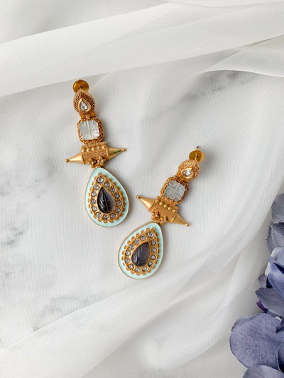 Embossed Tear Drop Earrings THE KUNDAN SHOP 