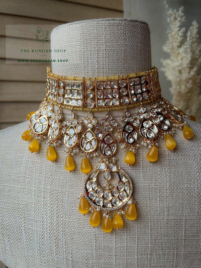 Distance in Golden Yellow Necklace Sets THE KUNDAN SHOP 