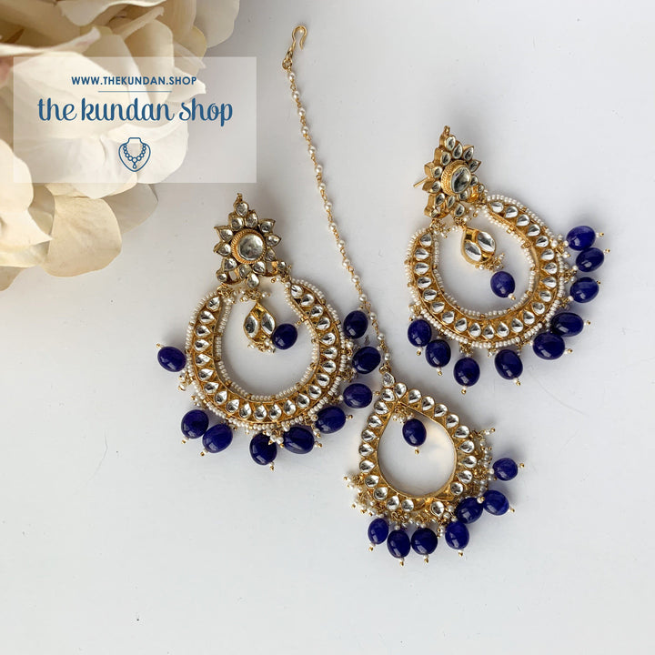 Everlasting - Blue, Earrings + Tikka - THE KUNDAN SHOP