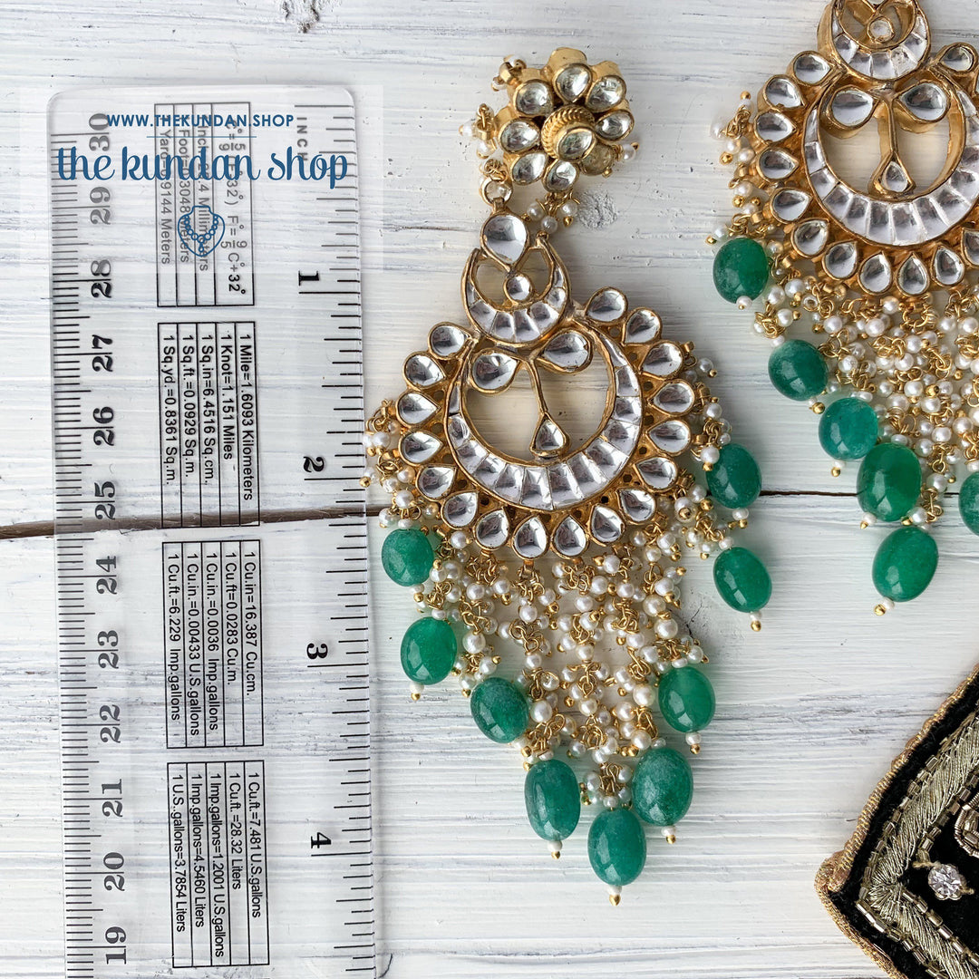 Exceptional - Green, Earrings + Tikka - THE KUNDAN SHOP
