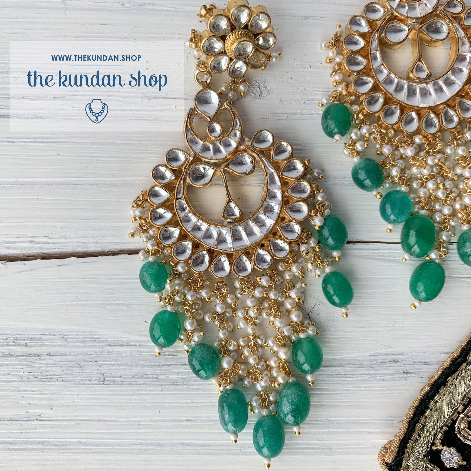 Exceptional - Green, Earrings + Tikka - THE KUNDAN SHOP