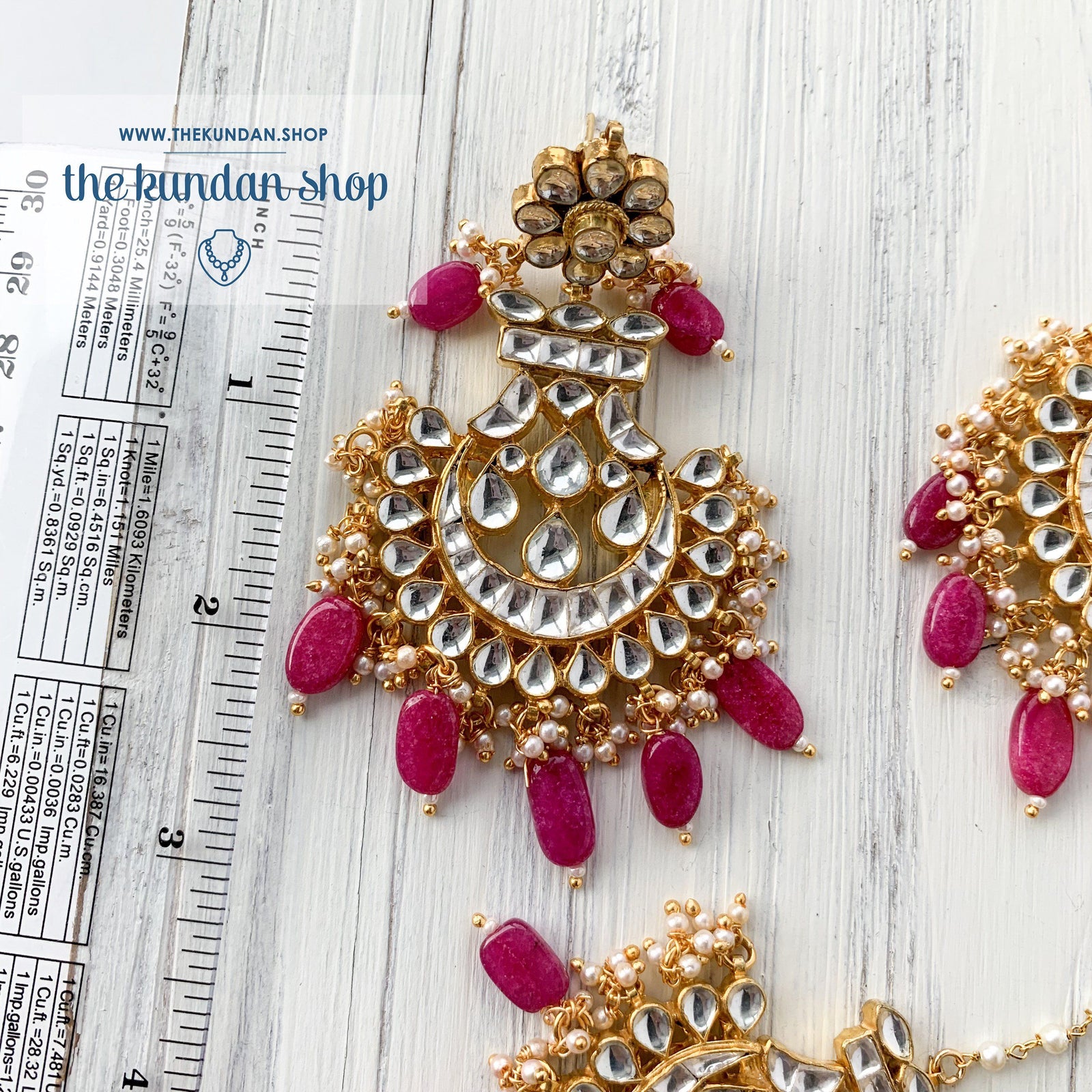 Outrageous - Pink, Earrings + Tikka - THE KUNDAN SHOP