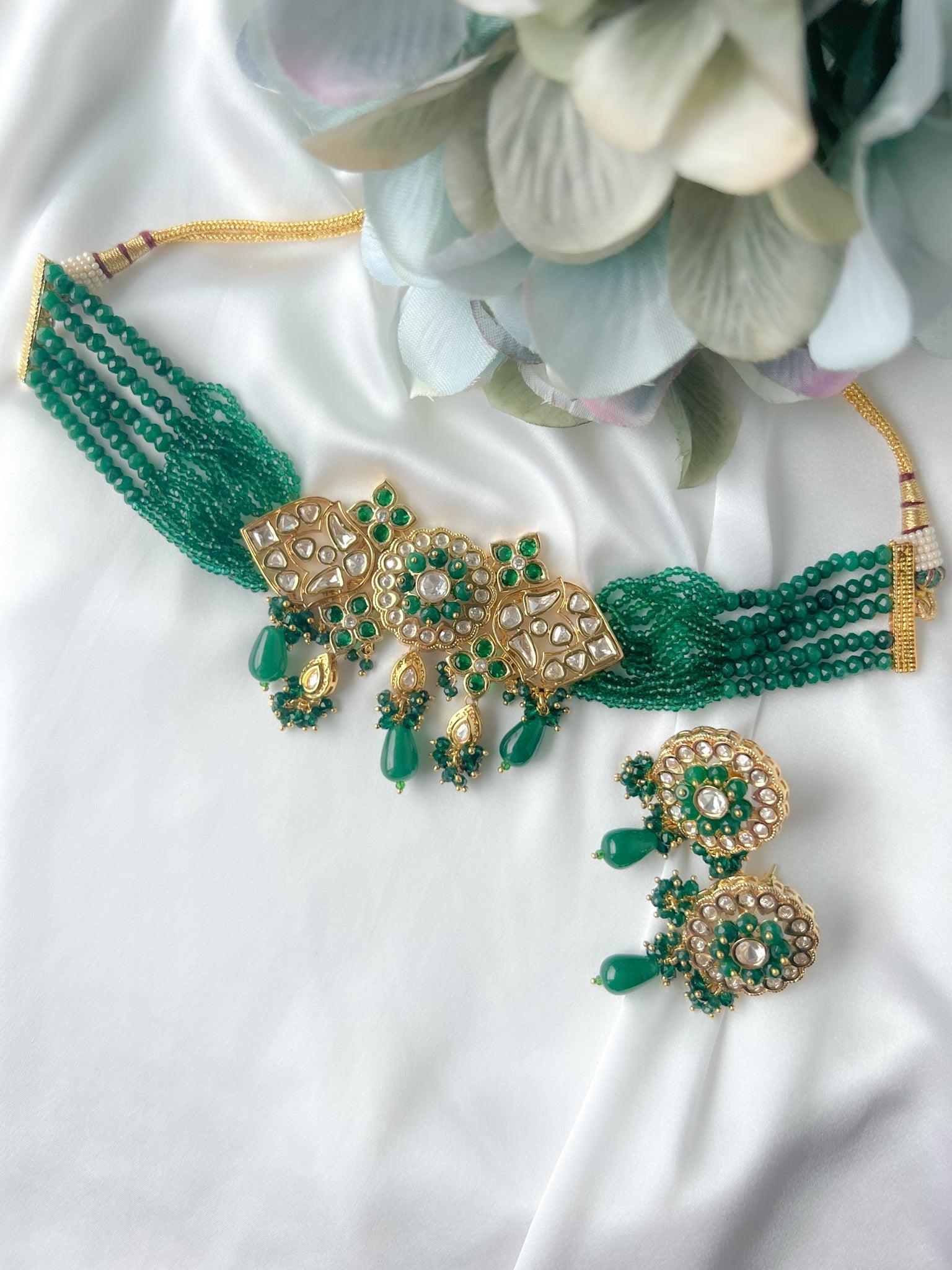 Satisfy in Green & Kundan Necklace Sets THE KUNDAN SHOP 