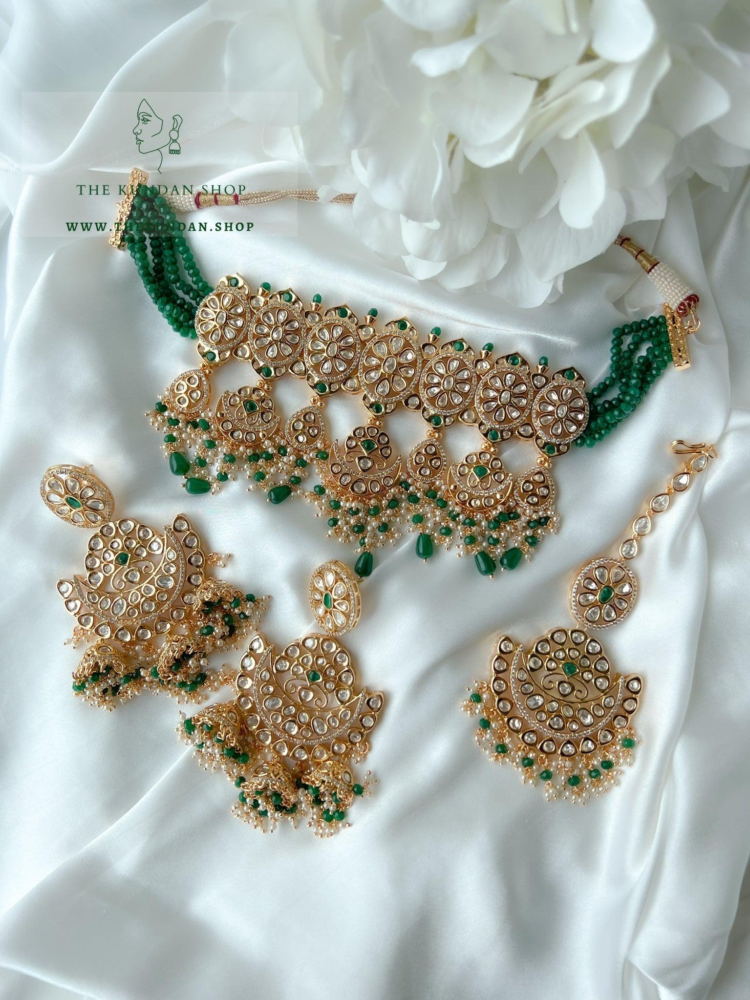 Elite Kundan in Green Necklace Sets THE KUNDAN SHOP 