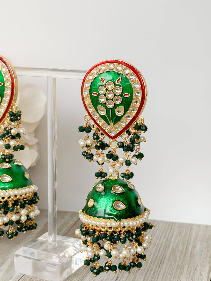 Ironic 2.0 in Emerald Earrings + Tikka THE KUNDAN SHOP 