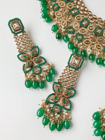 Monarch in Green Necklace Sets THE KUNDAN SHOP 