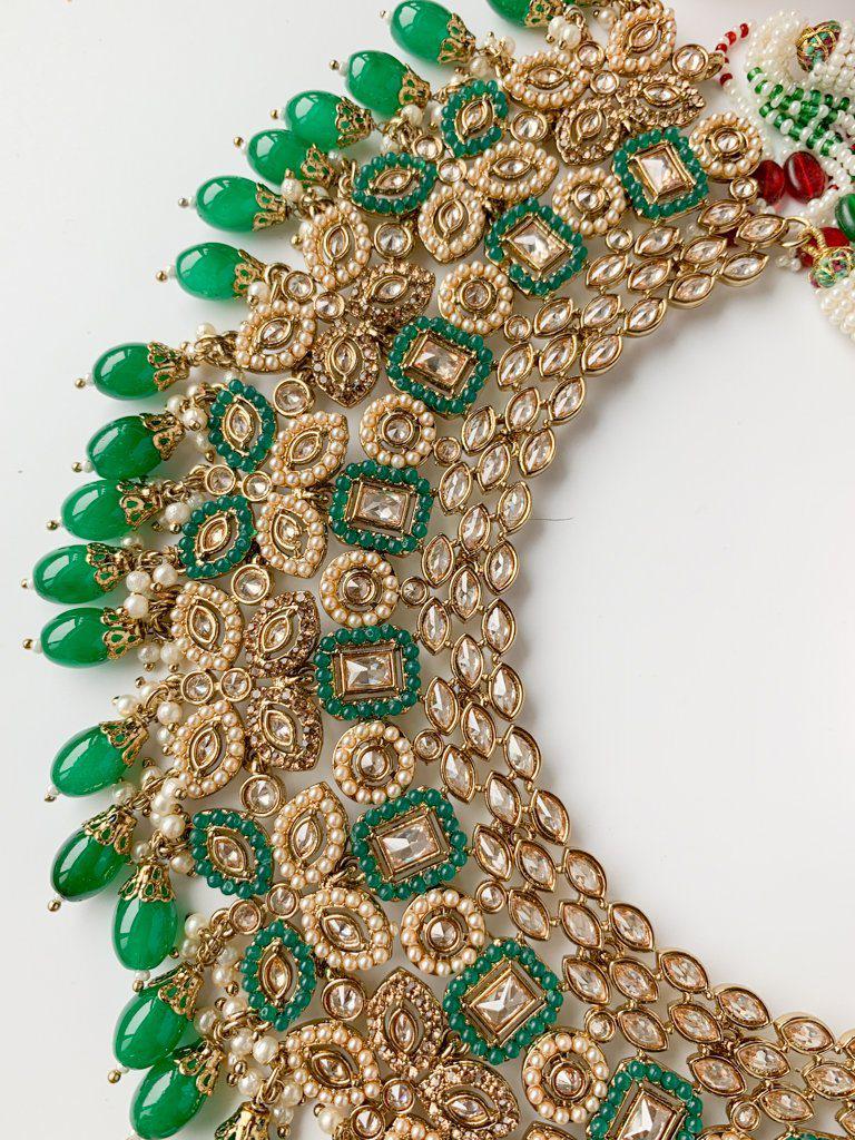 Monarch in Green Necklace Sets THE KUNDAN SHOP 