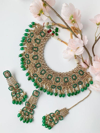 Monarch in Green Necklace Sets THE KUNDAN SHOP 