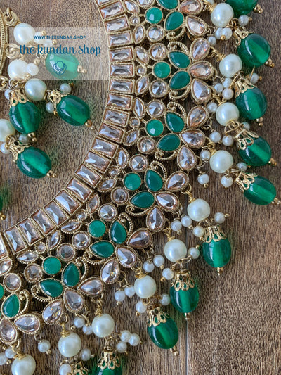 Complexed in Polki, in Green Necklace Sets THE KUNDAN SHOP 
