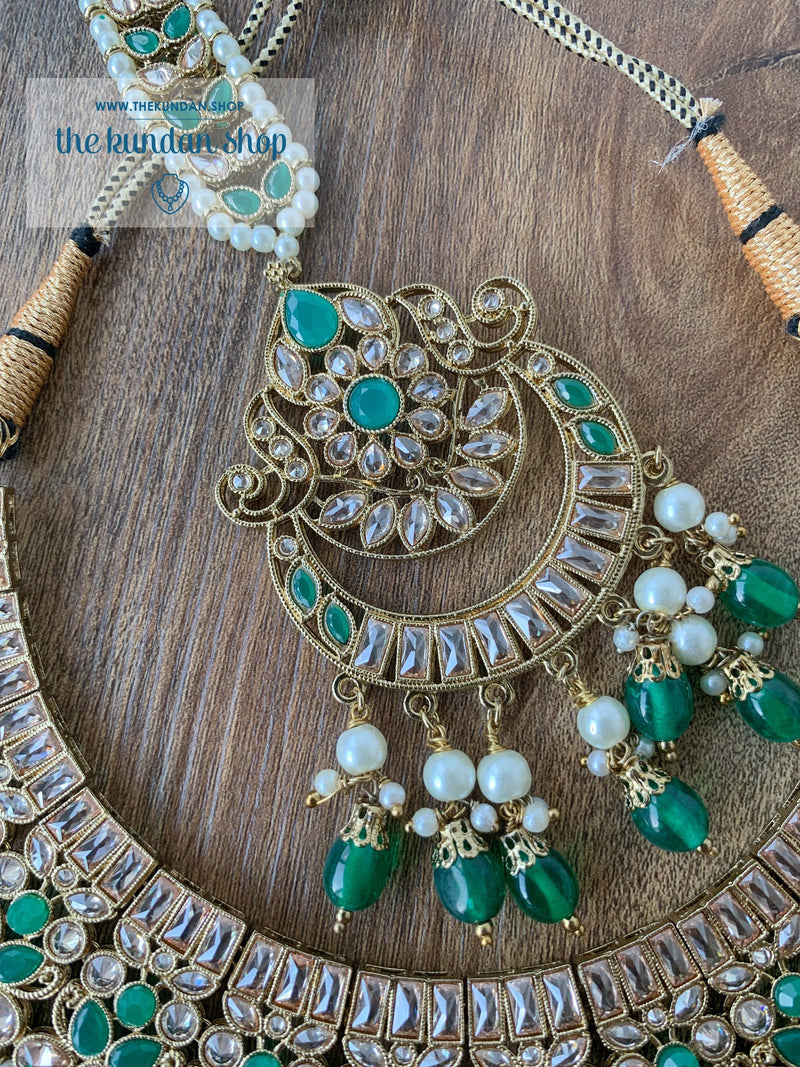 Complexed in Polki, in Green Necklace Sets THE KUNDAN SHOP 