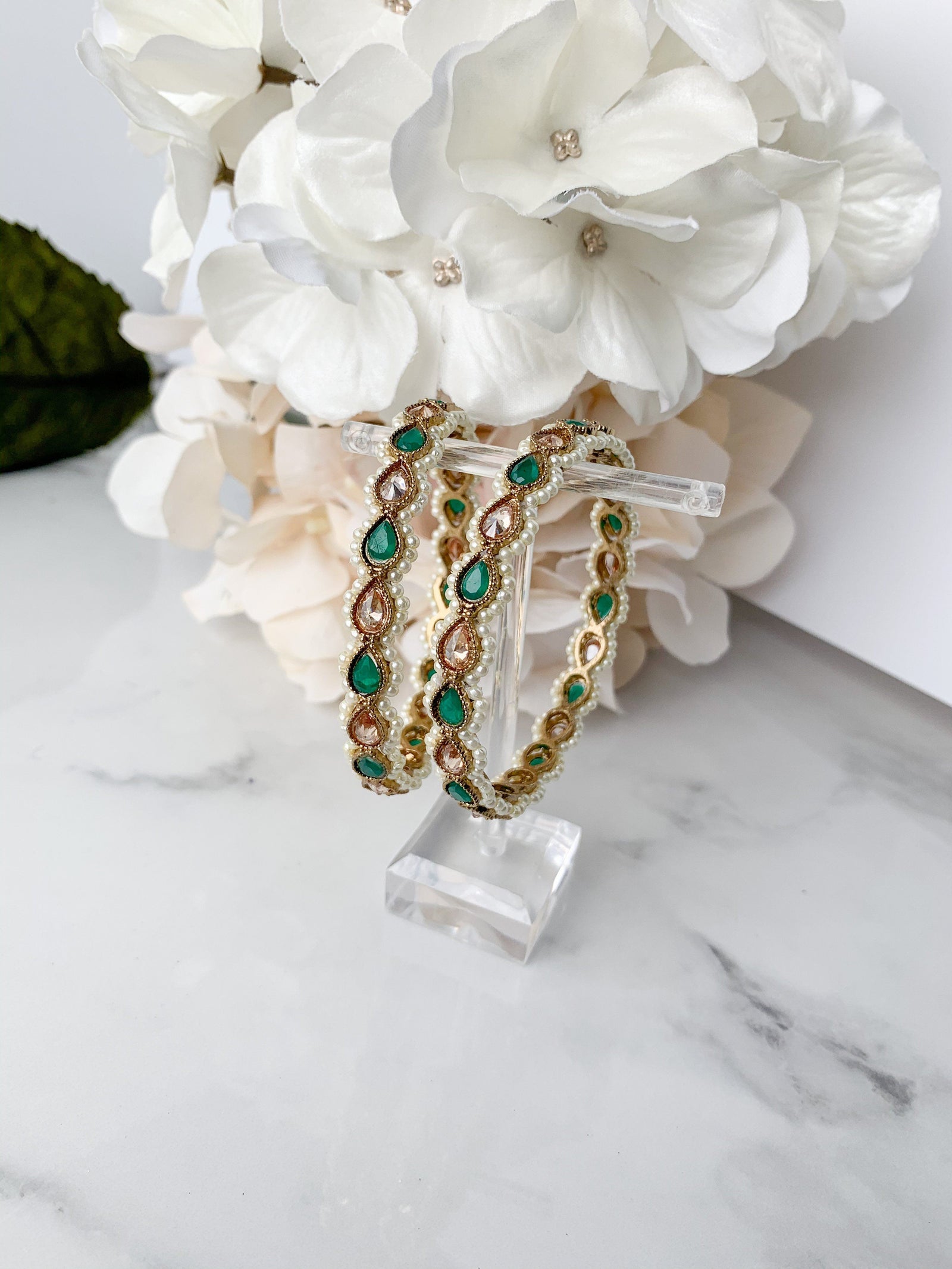 ANYA bangle in Green (Pair of 2) Bangles THE KUNDAN SHOP 