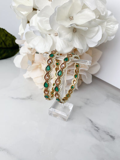 ANYA bangle in Green (Pair of 2) Bangles THE KUNDAN SHOP 