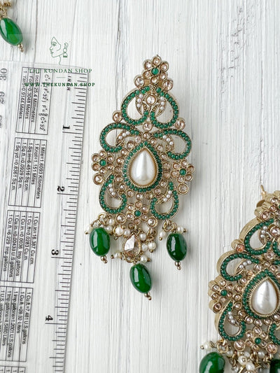 Gentle Polki in Green Necklace Sets THE KUNDAN SHOP 