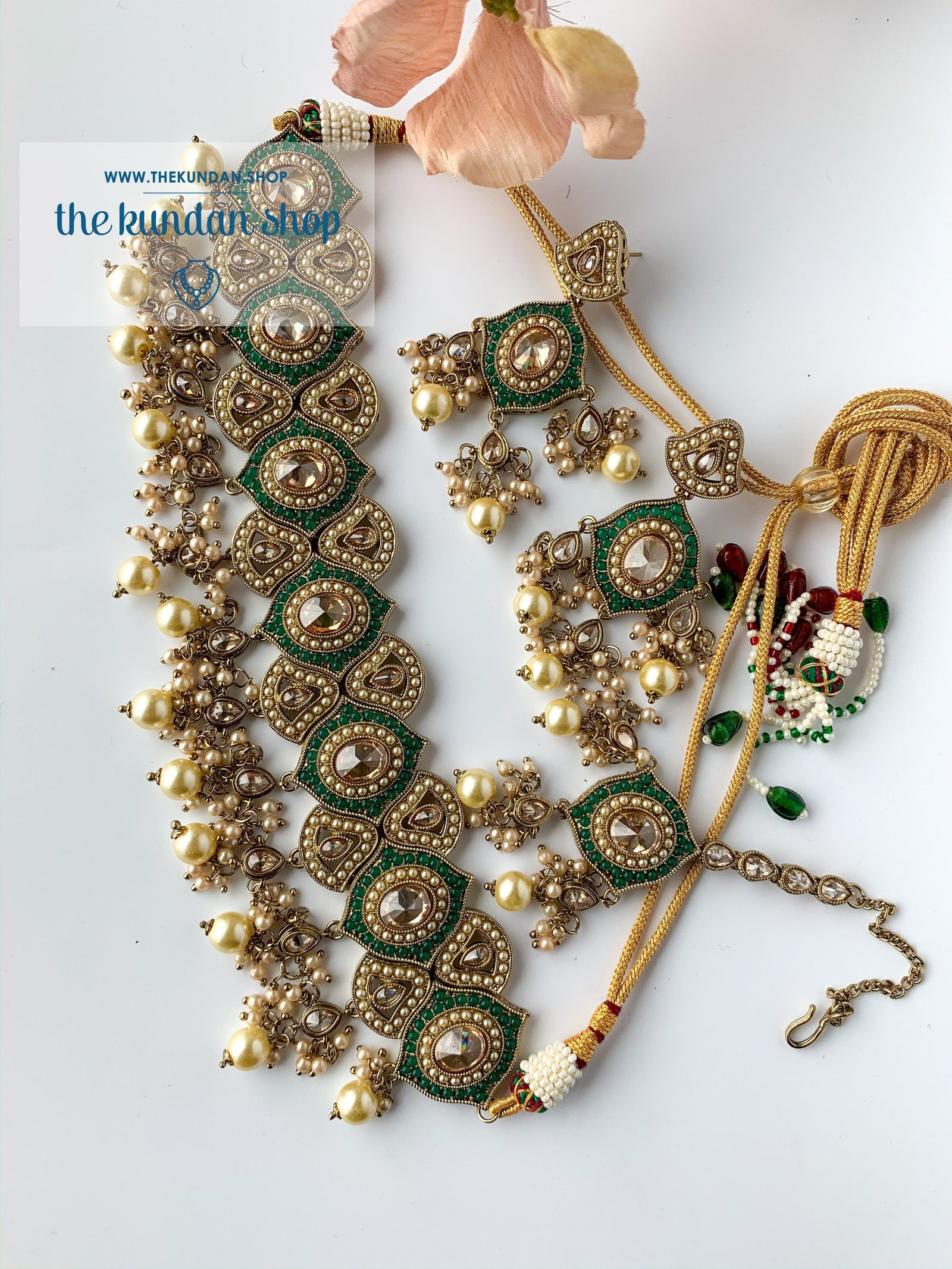 Entangled in Green, Necklace Sets - THE KUNDAN SHOP