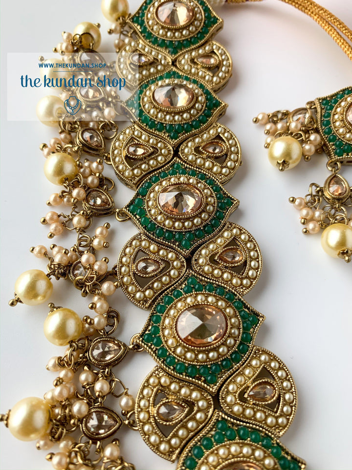 Entangled in Green, Necklace Sets - THE KUNDAN SHOP