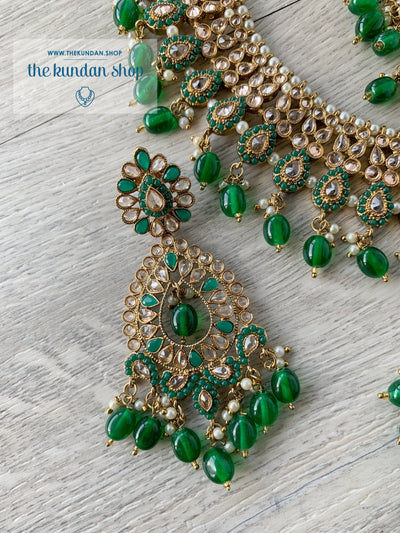 Compel in Polki, in Green Necklace Sets THE KUNDAN SHOP 