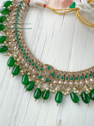 Sundown in Green Necklace Sets THE KUNDAN SHOP 