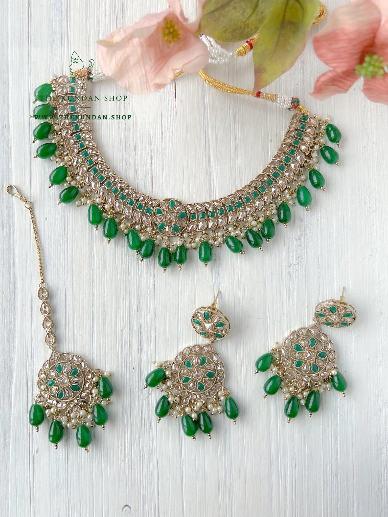 Sundown in Green Necklace Sets THE KUNDAN SHOP 