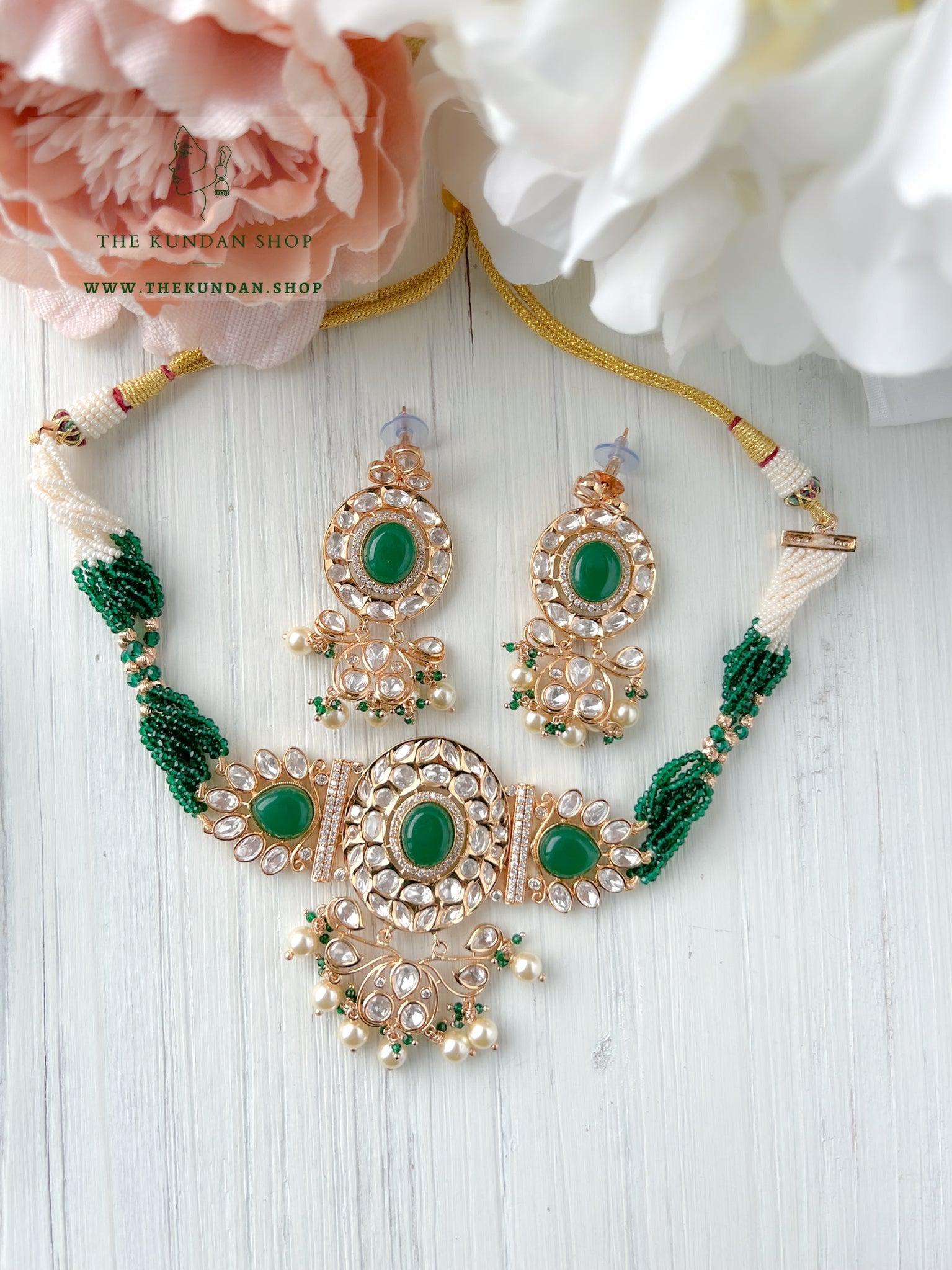 Idyllic Kundan in Green Necklace Sets THE KUNDAN SHOP 