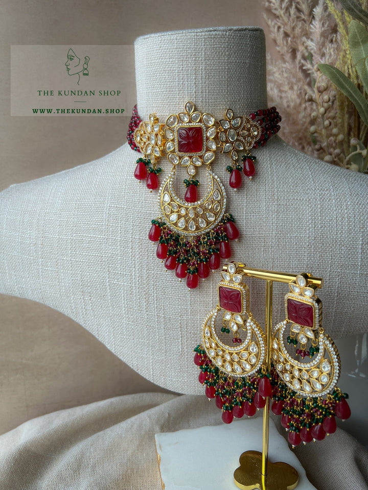 Importance in Ruby & Green Necklace Sets THE KUNDAN SHOP 
