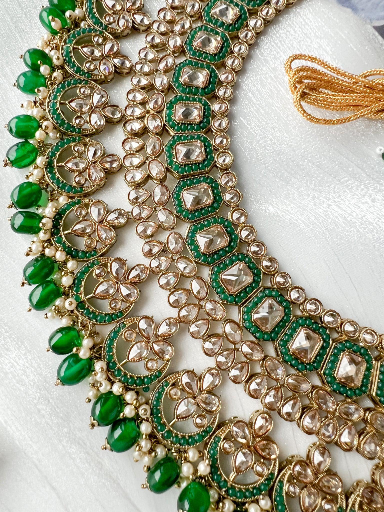 Secret Garden in Green Necklace Sets THE KUNDAN SHOP 