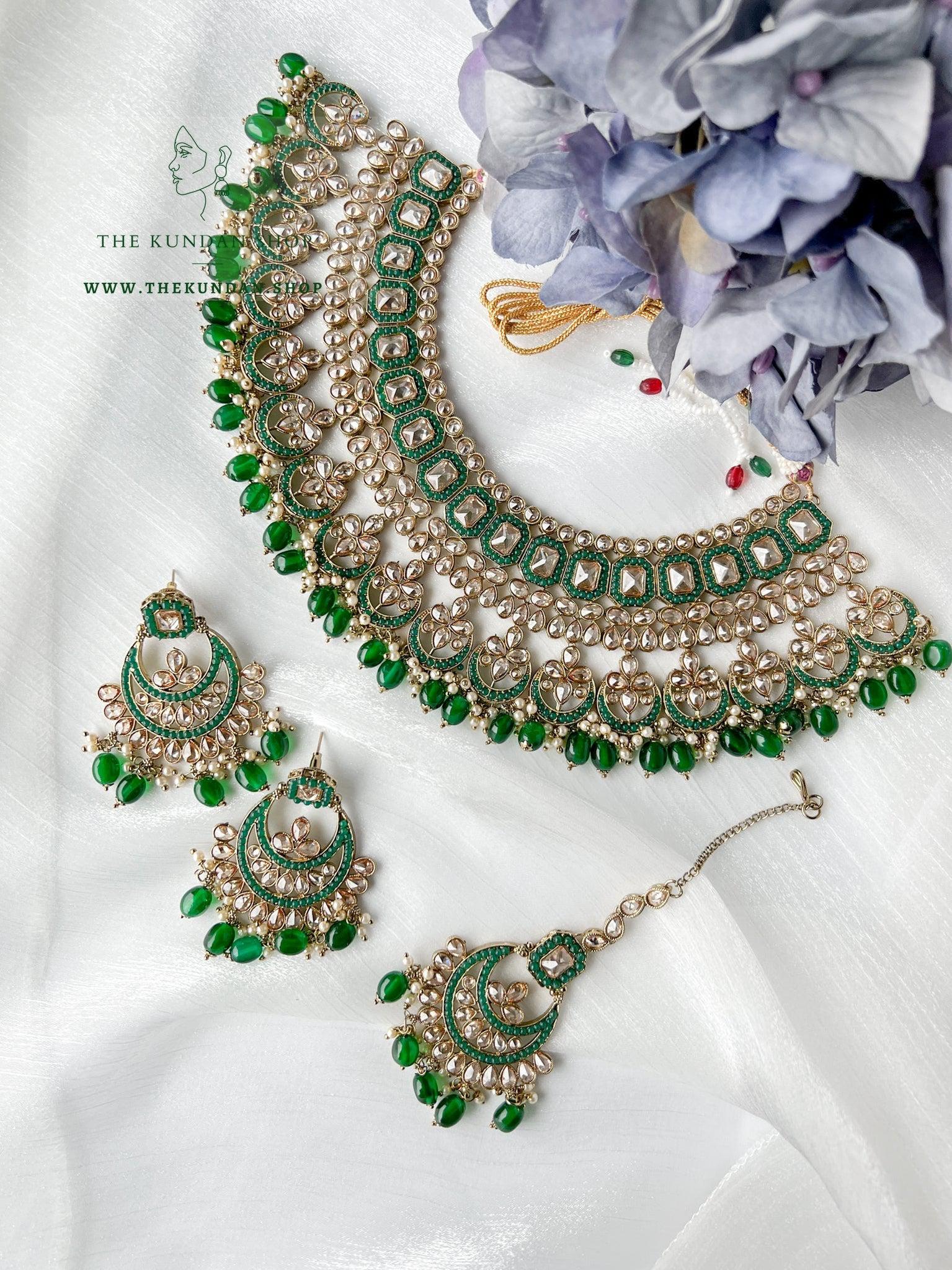 Secret Garden in Green Necklace Sets THE KUNDAN SHOP 