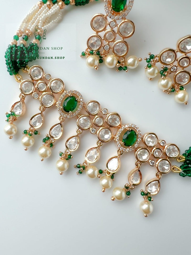 Precise Kundan in Green Necklace Sets THE KUNDAN SHOP 