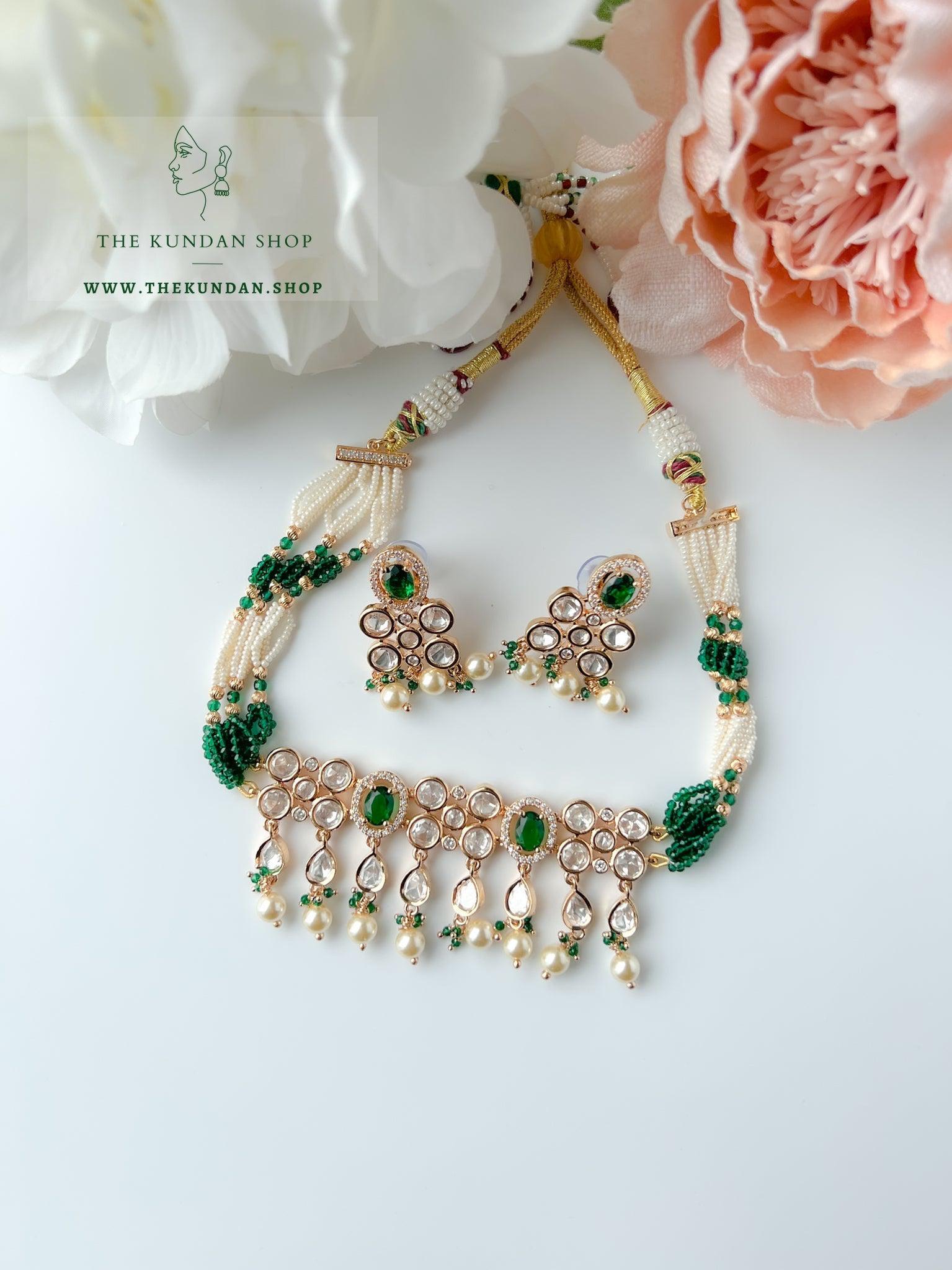 Precise Kundan in Green Necklace Sets THE KUNDAN SHOP 