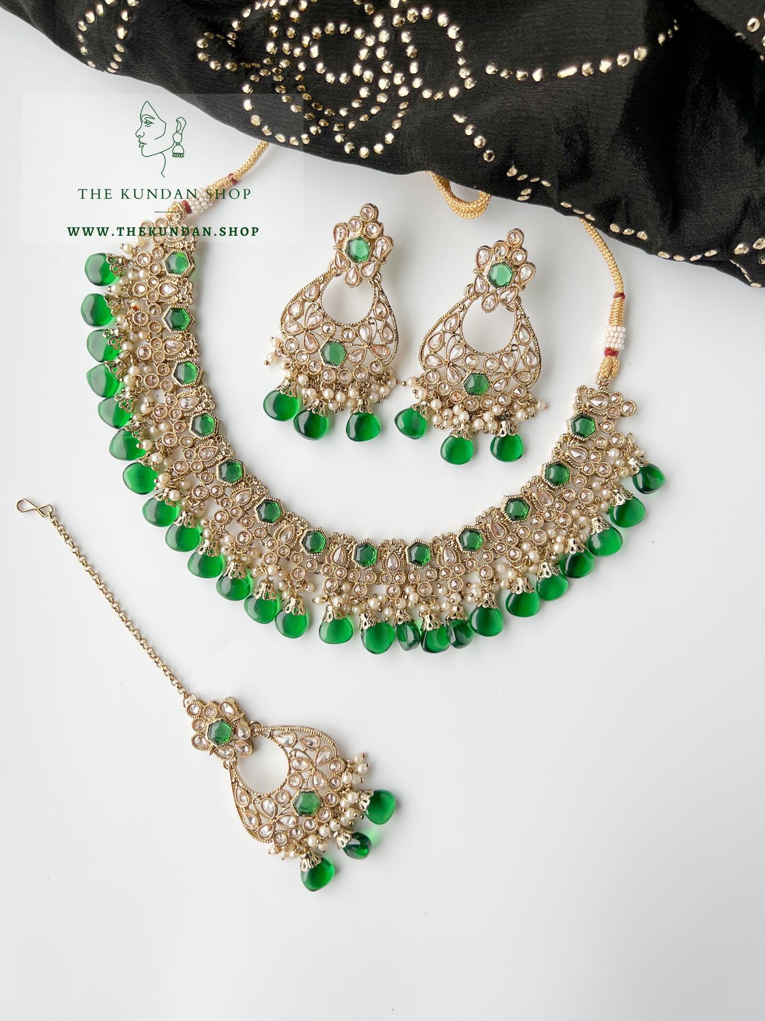 Headliner in Green Necklace Sets THE KUNDAN SHOP 