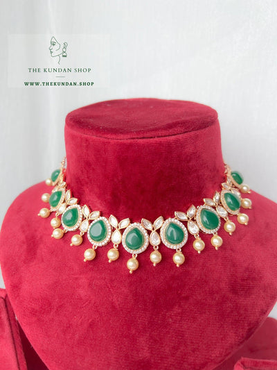 Teardrops & Kundan in Green Necklace Sets THE KUNDAN SHOP 