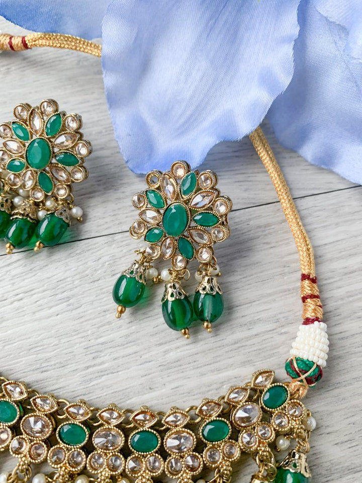 Bewilder in Green Necklace Sets THE KUNDAN SHOP 