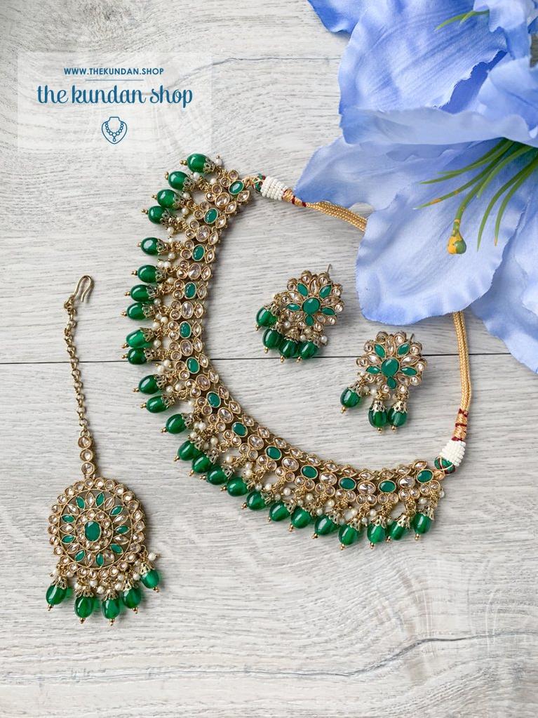 Bewilder in Green Necklace Sets THE KUNDAN SHOP 