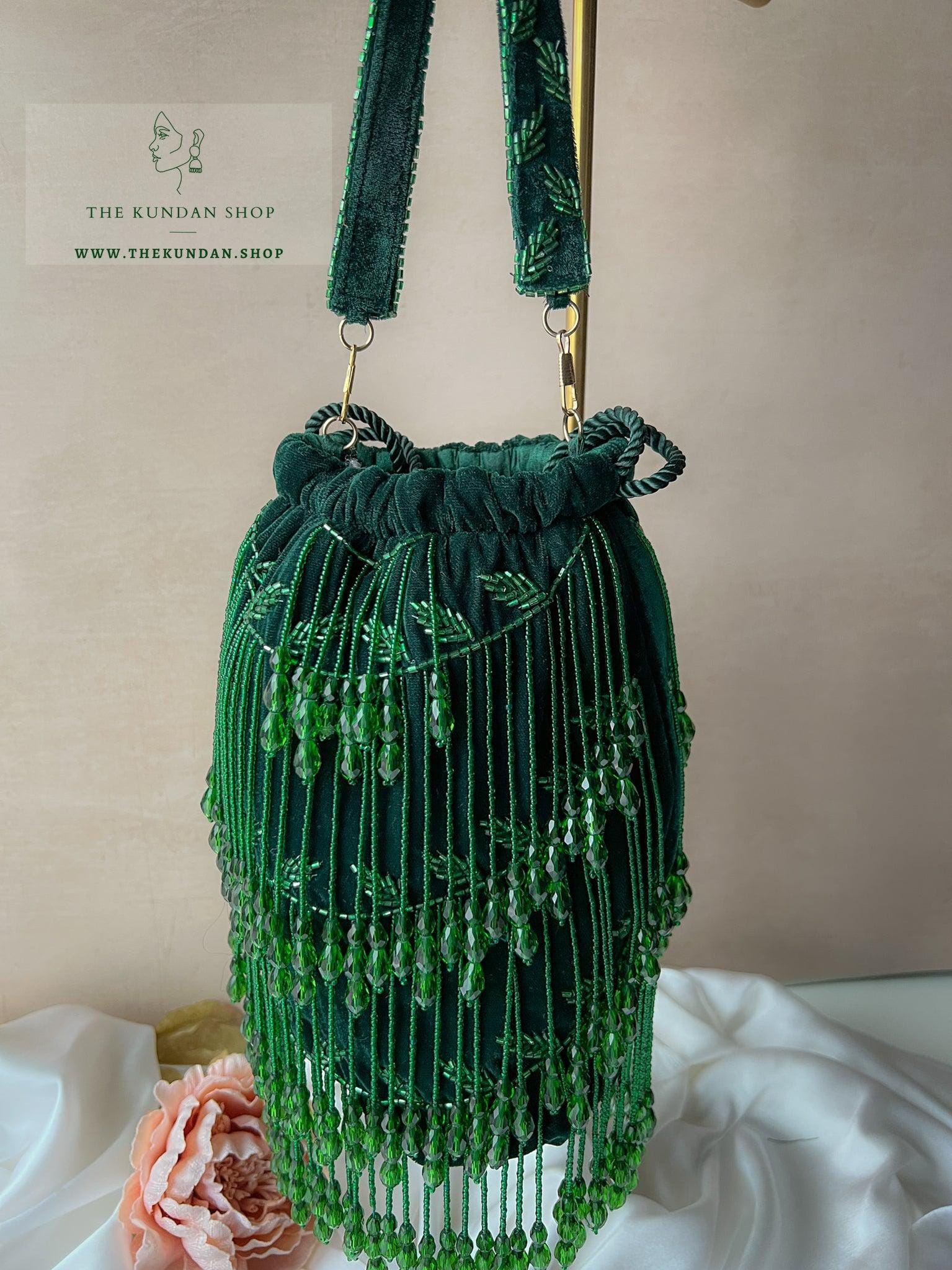 Beaded Bliss in Emerald Clutch THE KUNDAN SHOP 