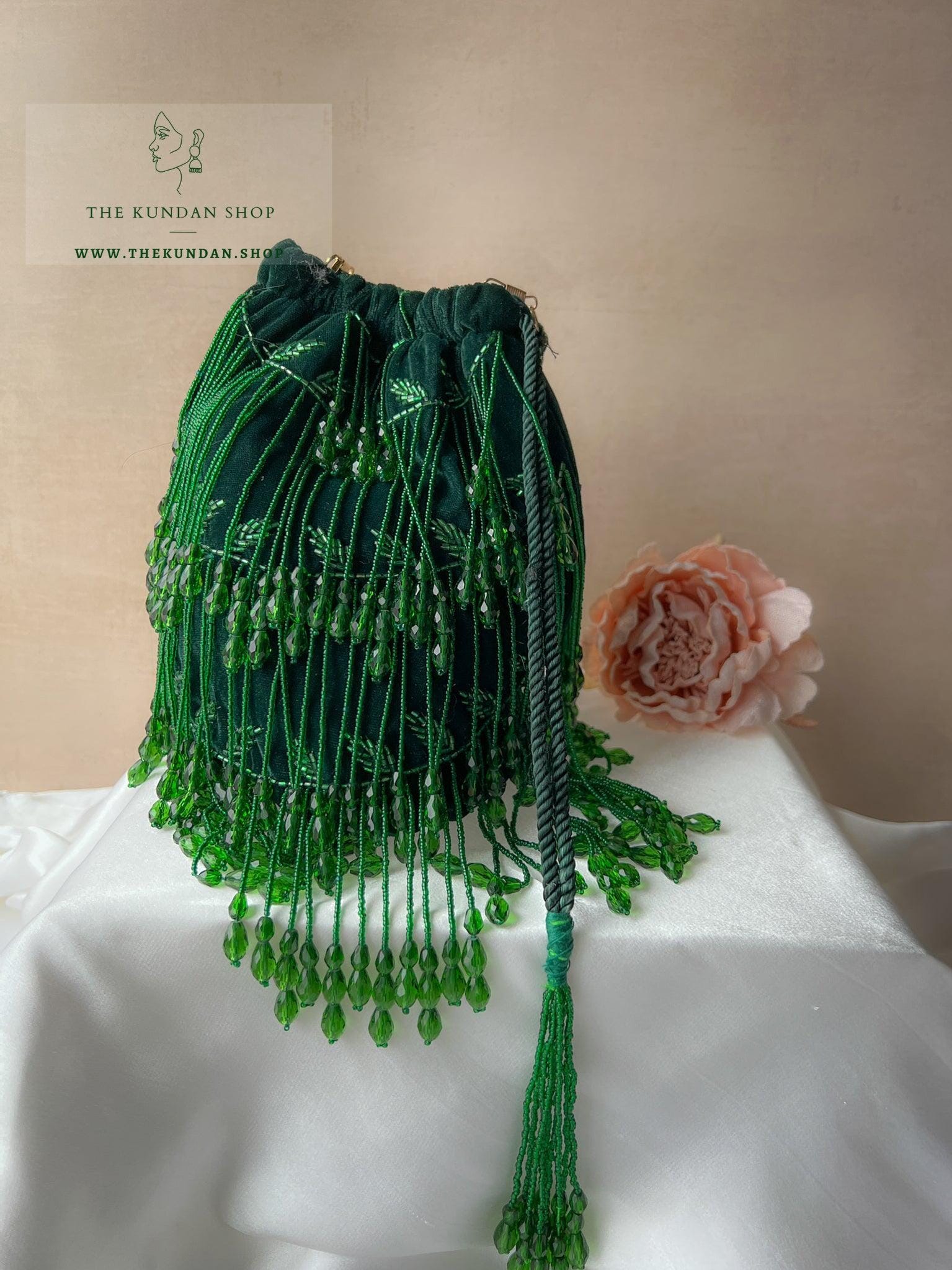 Beaded Bliss in Emerald Clutch THE KUNDAN SHOP 