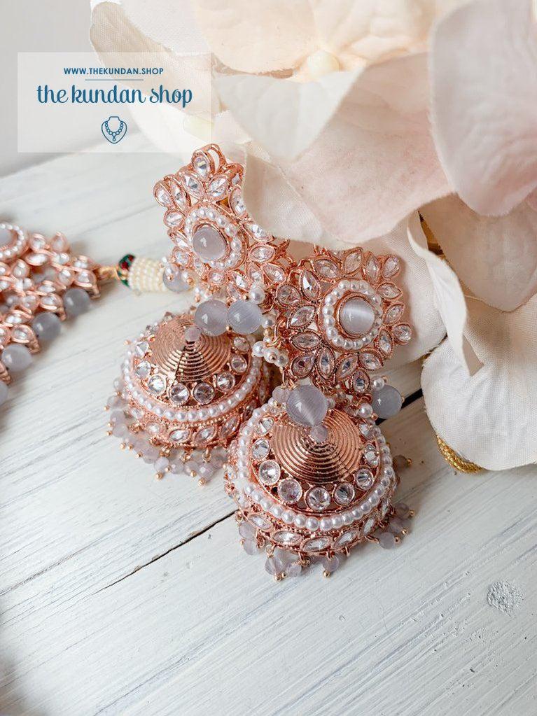 Idealistic in Rose Gold & Grey Necklace Sets THE KUNDAN SHOP 