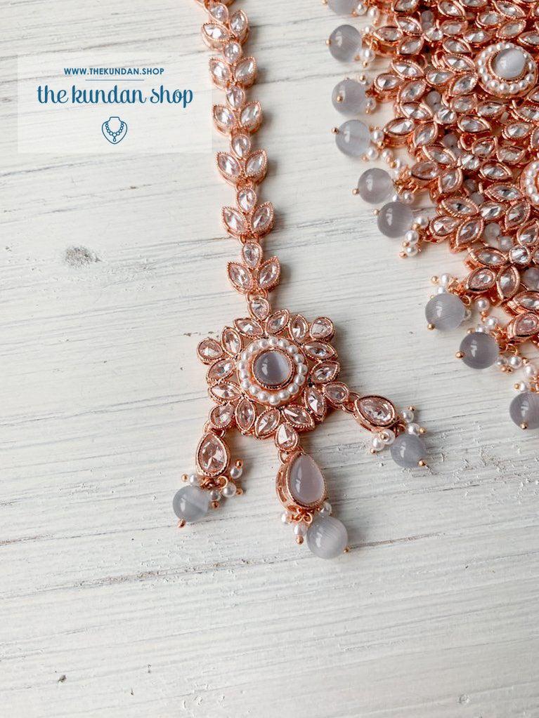Idealistic in Rose Gold & Grey Necklace Sets THE KUNDAN SHOP 