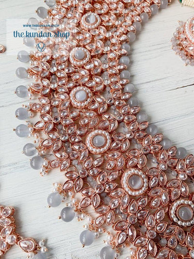 Idealistic in Rose Gold & Grey Necklace Sets THE KUNDAN SHOP 