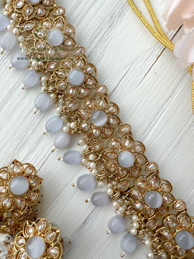 Carefree in Grey Necklace Sets THE KUNDAN SHOP 