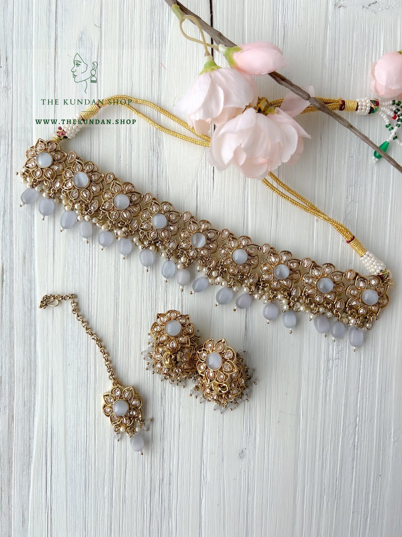 Carefree in Grey Necklace Sets THE KUNDAN SHOP 