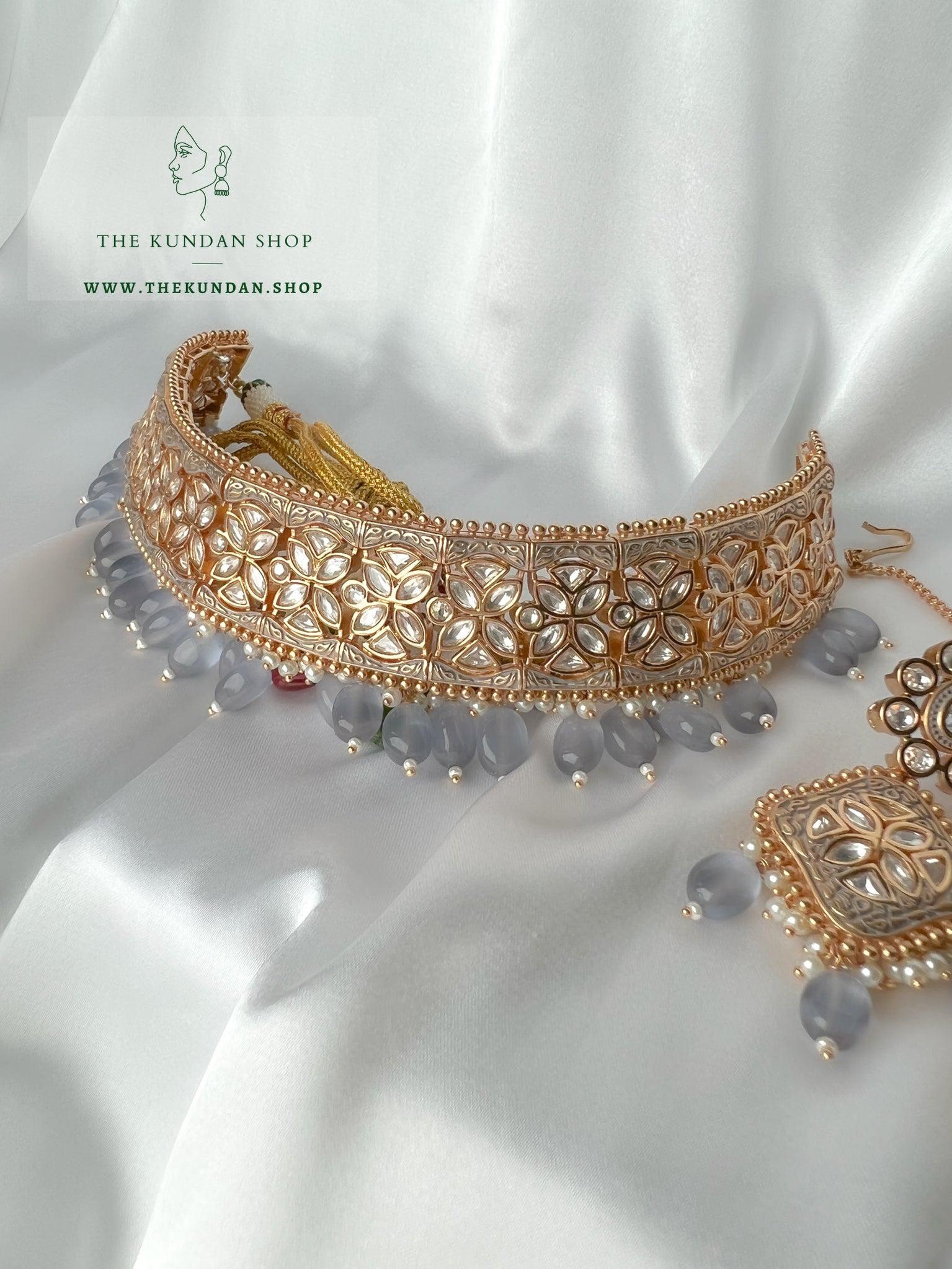 Dynasty Choker in Grey Necklace Sets THE KUNDAN SHOP 