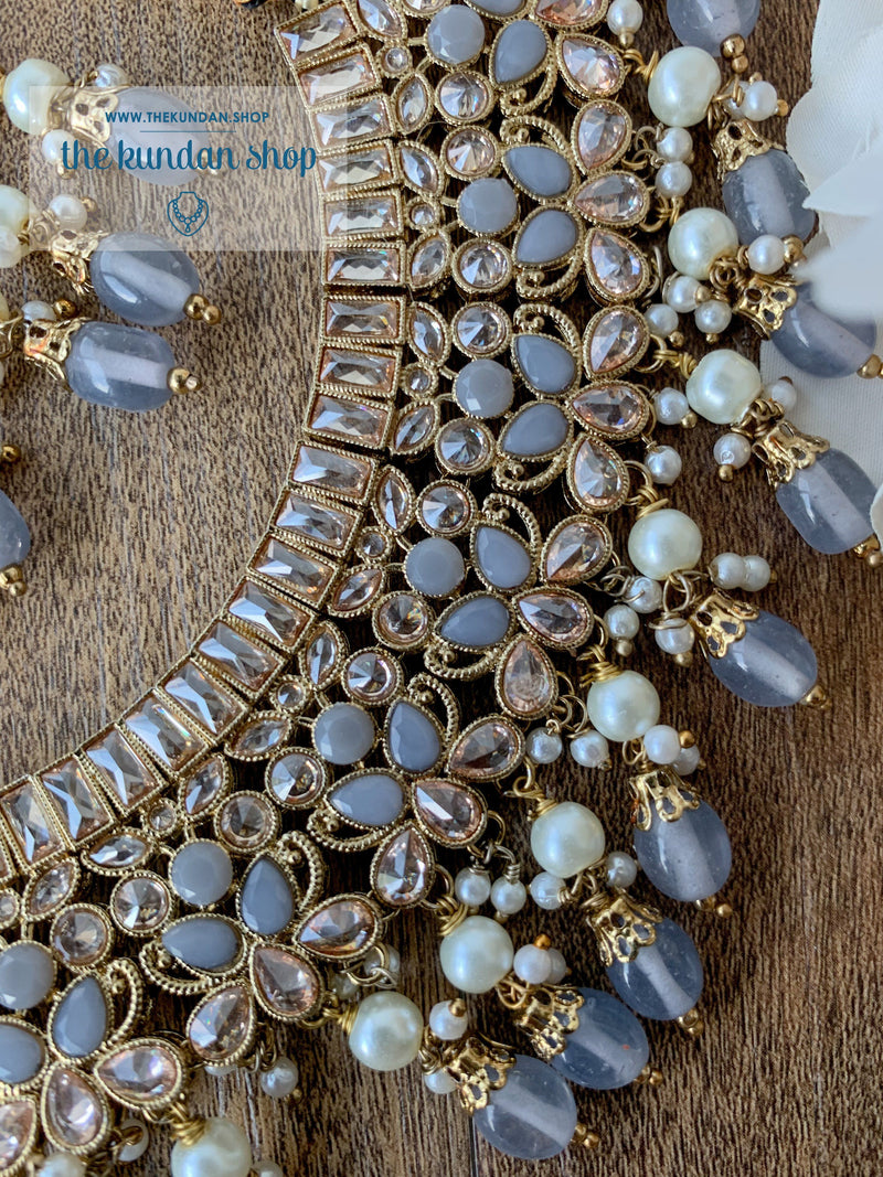Complexed in Polki, in Grey Necklace Sets THE KUNDAN SHOP 