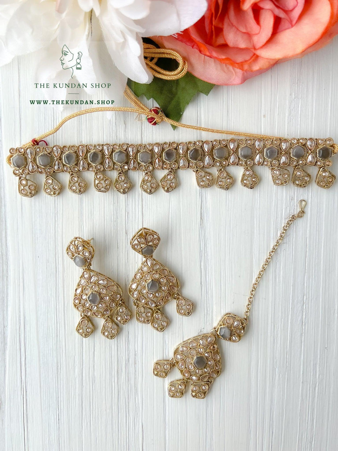 Curious in Grey Necklace Sets THE KUNDAN SHOP 