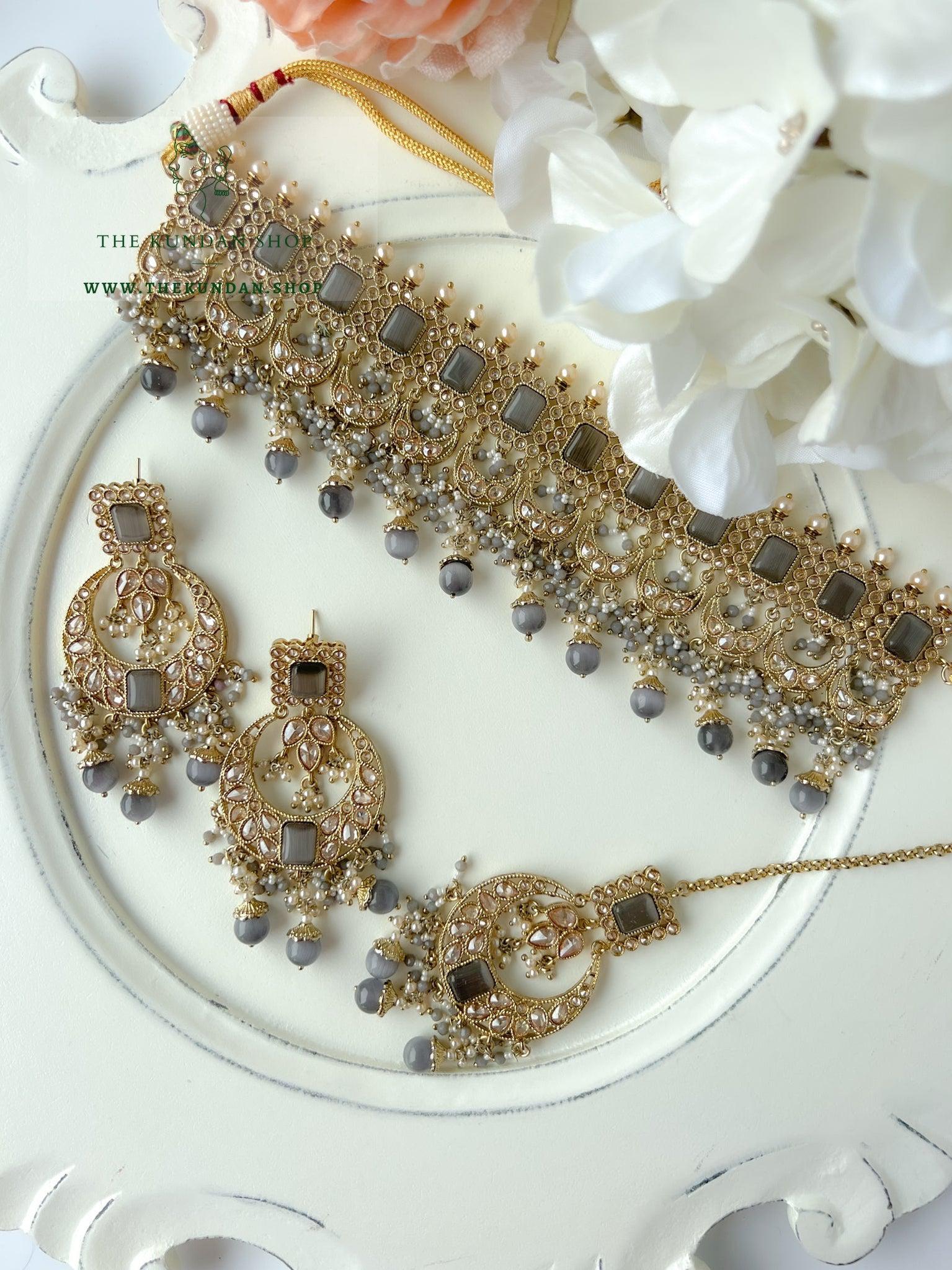 Love Always in Grey Necklace Sets THE KUNDAN SHOP 