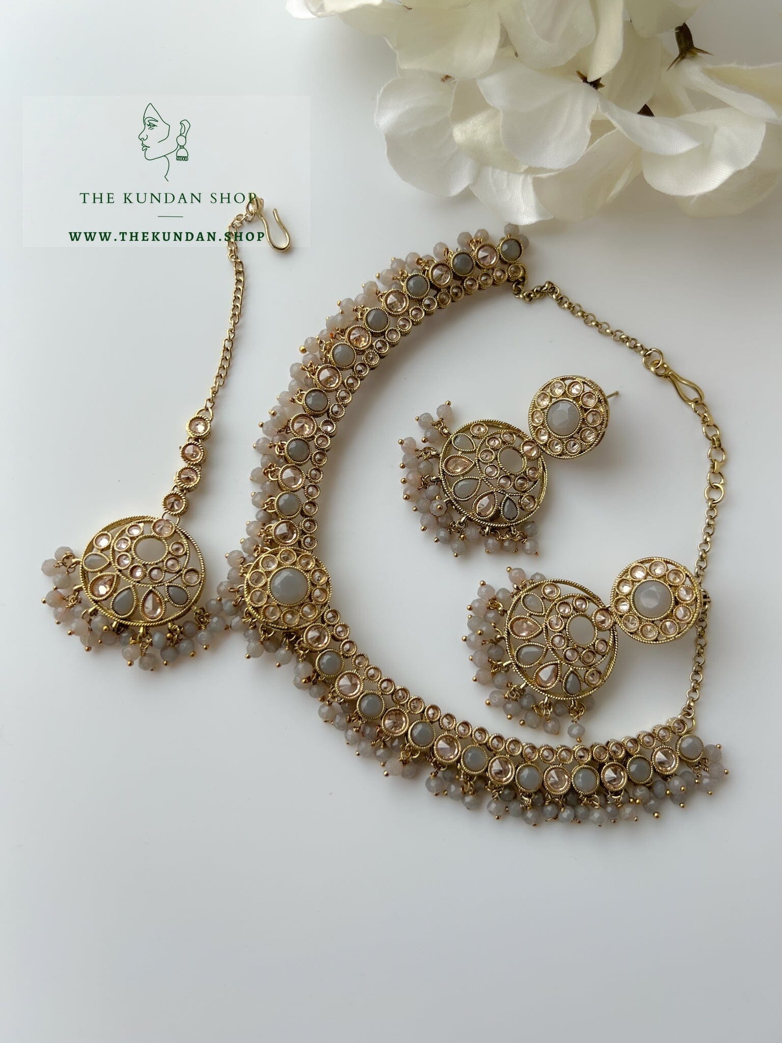 Basics in Grey Necklace Sets THE KUNDAN SHOP 